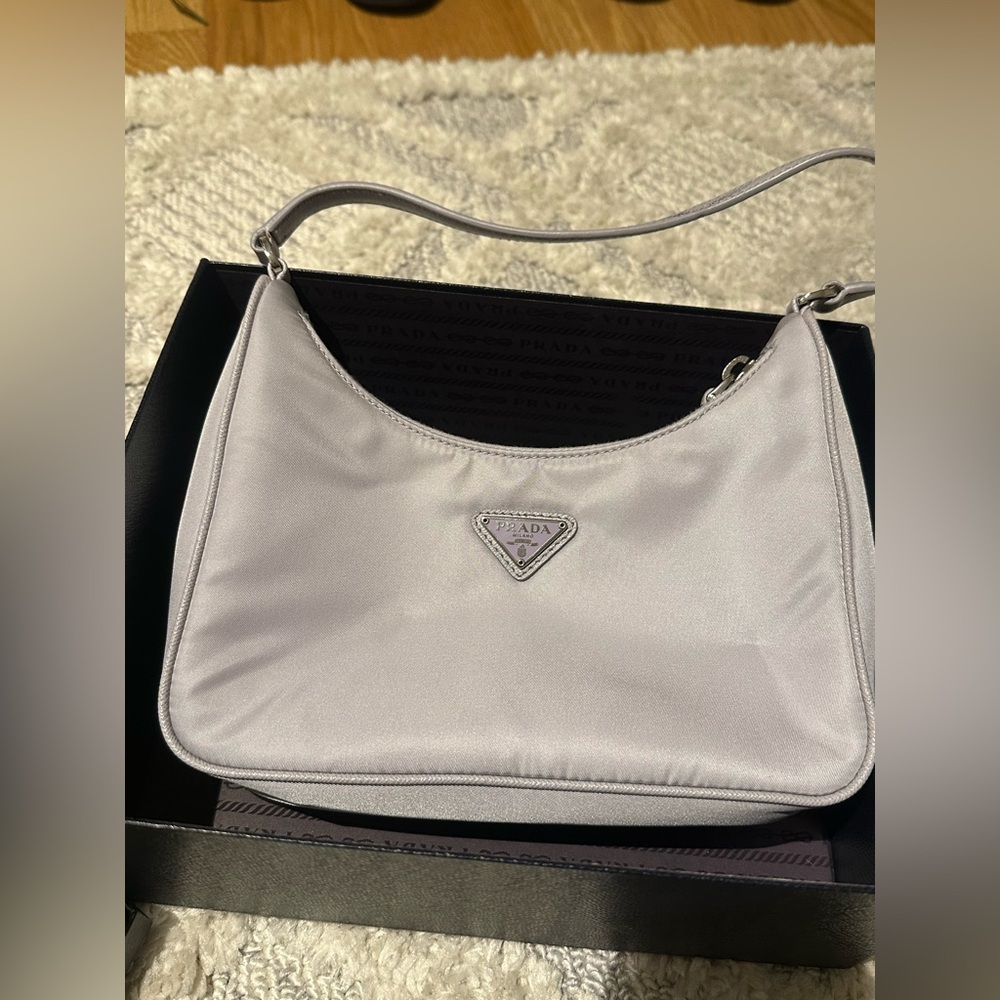 Prada Re-edition 2005 Re-nylon and Saffiano mini bag in wisteria